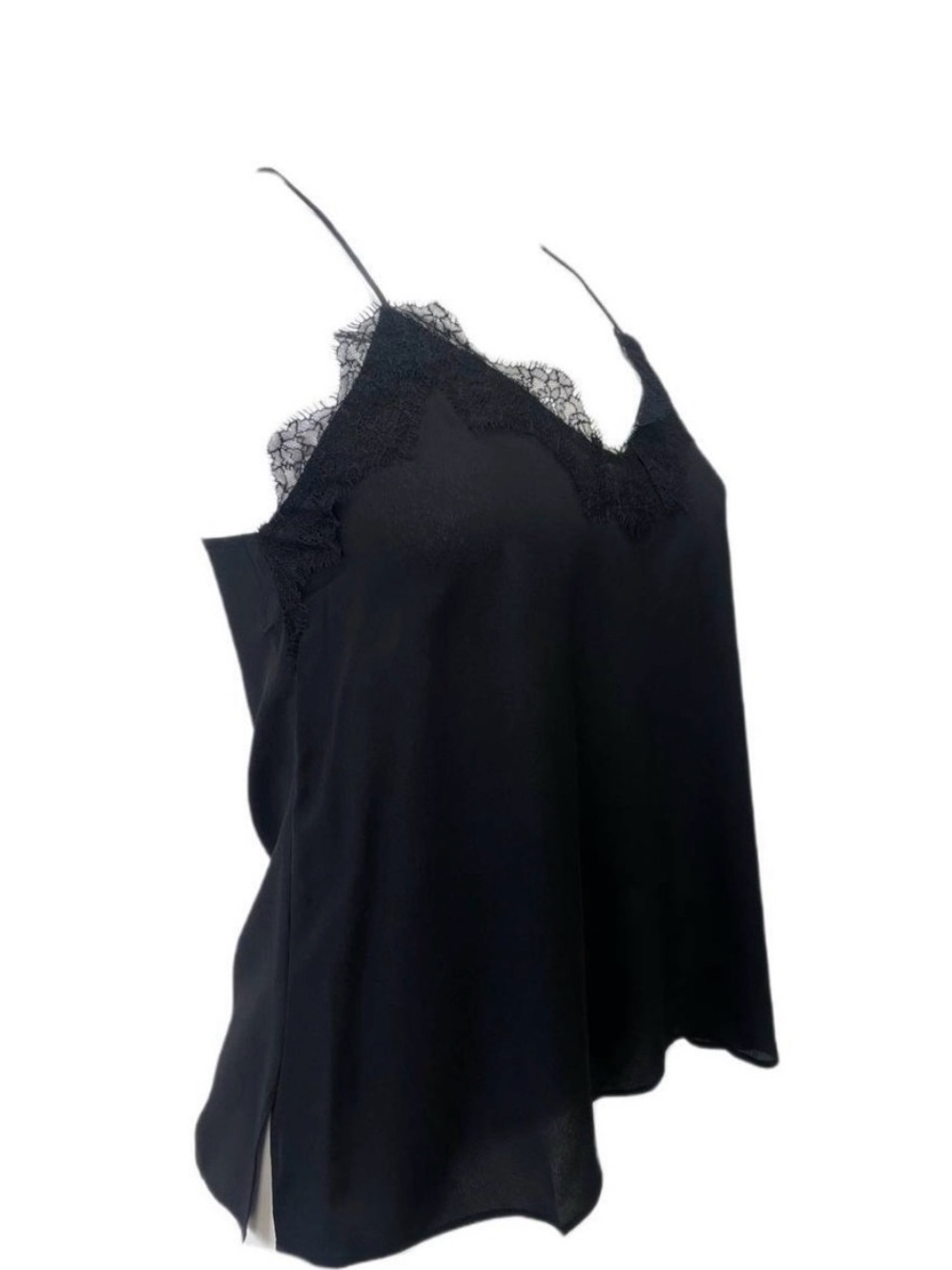 Cami NYC Black Lace-Trim Silk Cami Top